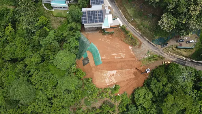August 2026: pad next to the road, from the drone.